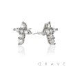 CROSS PAIR OF MICRO PAVED STAINLESS STEEL PIN EARRINGS